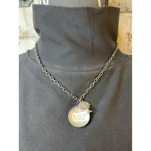 Charm Necklace Glitter Charm 25mm 18”lnch Affirmation Handmade 🖤 - Picture 7 of 7